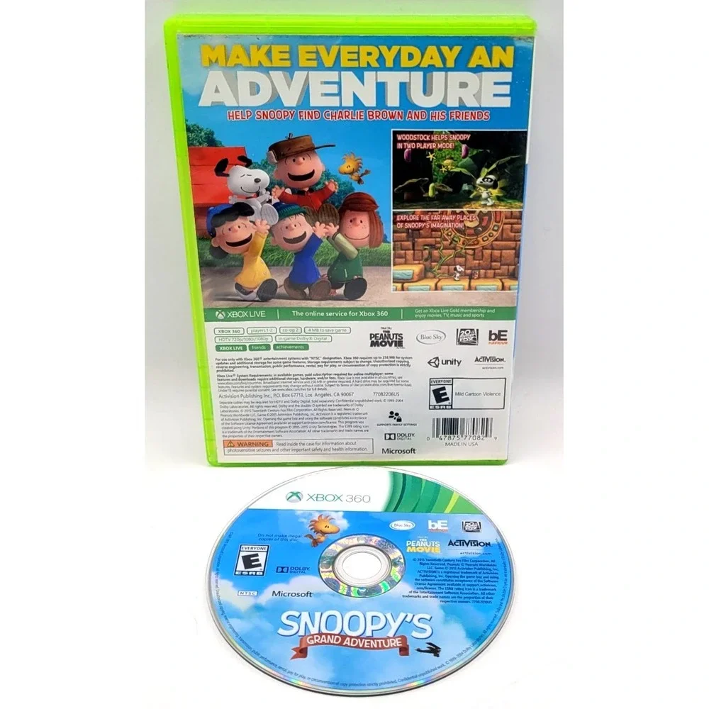 Snoopy's Grand Adventure Microsoft XBOX‎ 360 2015 Activision GAME & CASE